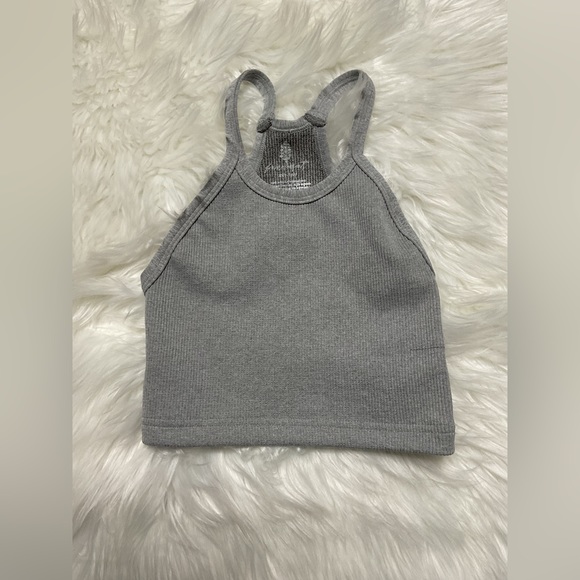 Free People Happiness Runs Crop Tank in Heather Grey - Picture 7 of 14
